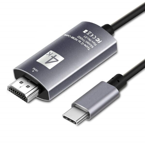 USB C to HDMI Cable 4K, Type C to HDMI Cable Thunderbolt 3 Compatible with MacBook Pro 2019/2018, iPad Pro 2020, MacBook Pro/Air, Samsung S20 S10 S9 Note 10, Huawei P30 P20 Dell XPS - 6.6ft/2m