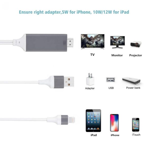 Connect iPhone iPad to TV, Lightning to HDMI adapter cable