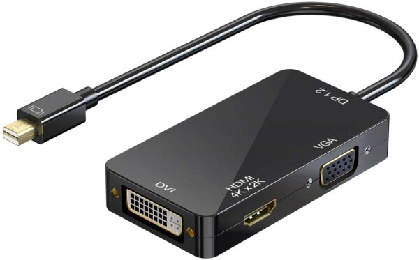 4K Mini DisplayPort to HDMI DVI VGA 4K Adapter 3-in-1 Mini DP to HDMI