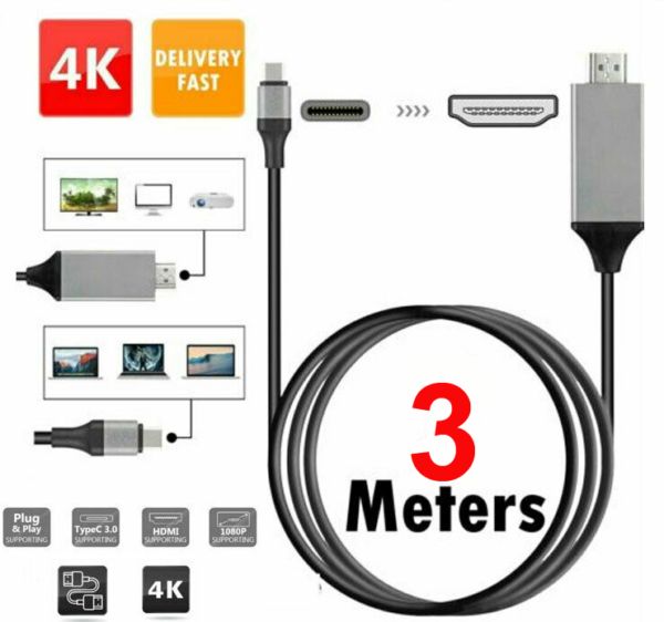 Type-C-HDMI to HDMI cable for MacBook Samsung