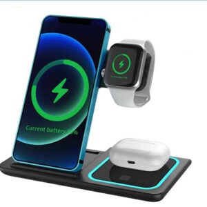 3 in 1 Wireless Charger, Wireless Charging Station,10W Fast Charging Stand Compatible with Apple Watch Series 6/5/4/3/2/1, AirPods Pro, iPhone 12/12 Pro/12 Pro Max/12 Mini/11/11 Pro Max/8 Plus