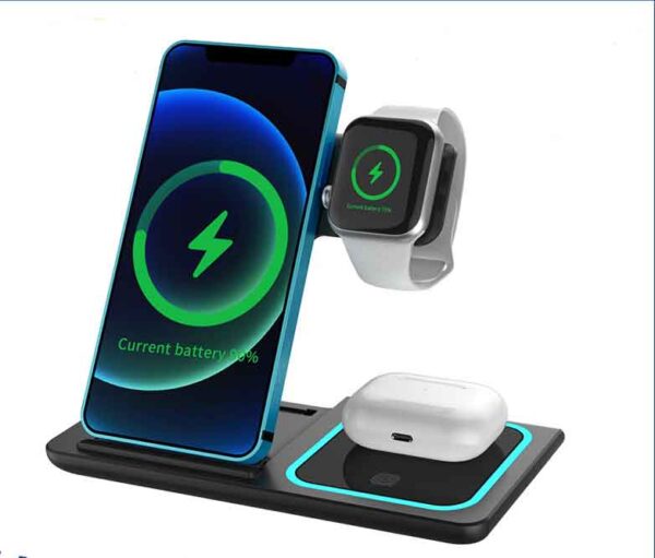 3 in 1 Wireless Charger, Wireless Charging Station,10W Fast Charging Stand Compatible with Apple Watch Series 6/5/4/3/2/1, AirPods Pro, iPhone 12/12 Pro/12 Pro Max/12 Mini/11/11 Pro Max/8 Plus