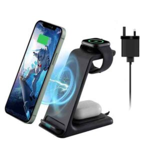 3 in 1 Wireless Charger, Wireless Charging Station,10W Fast Charging Stand Compatible with Apple Watch Series 6/5/4/3/2/1, AirPods Pro, iPhone 12/12 Pro/12 Pro Max/12 Mini/11/11 Pro Max/8 Plus